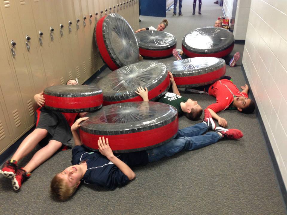 Band students at Rosemount Middle School Band in Rosemount, MN show off their homemade taiko drums for Jodie Blackshaw's 'Letter from Sado' (2014).