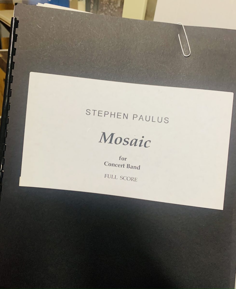 Original manuscript of Stephen Paulus' 'Mosaic' which was premiered in December 2003 at DeLasalle High School in Cordord, California under the direction of John Christian.