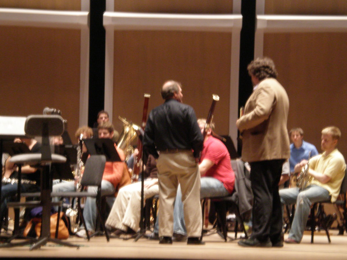 The University of MN Wind Ensemble's recording session for Chris Brubeck's 'Ghost Walk' with director Craig Kirchhoff (2009).