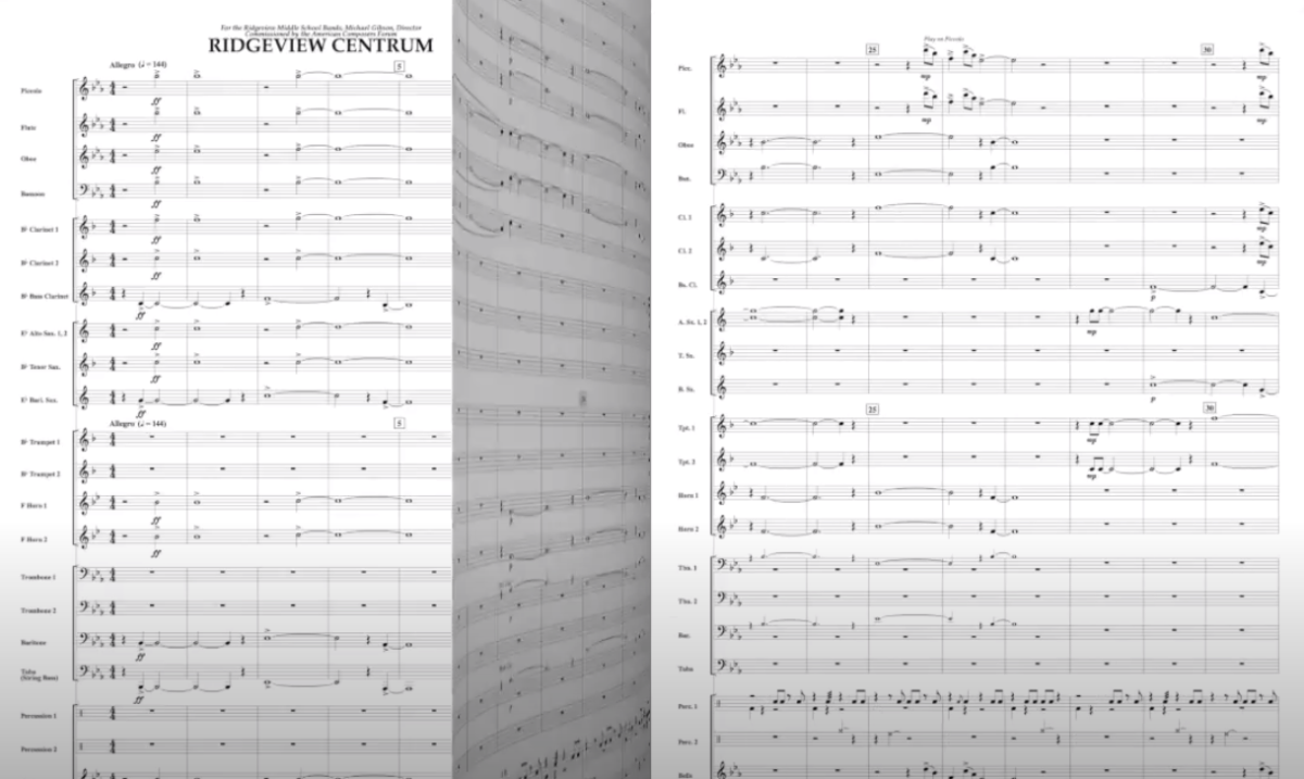 The score for 'Ridgeview Centrum' by Alvin Singleton.