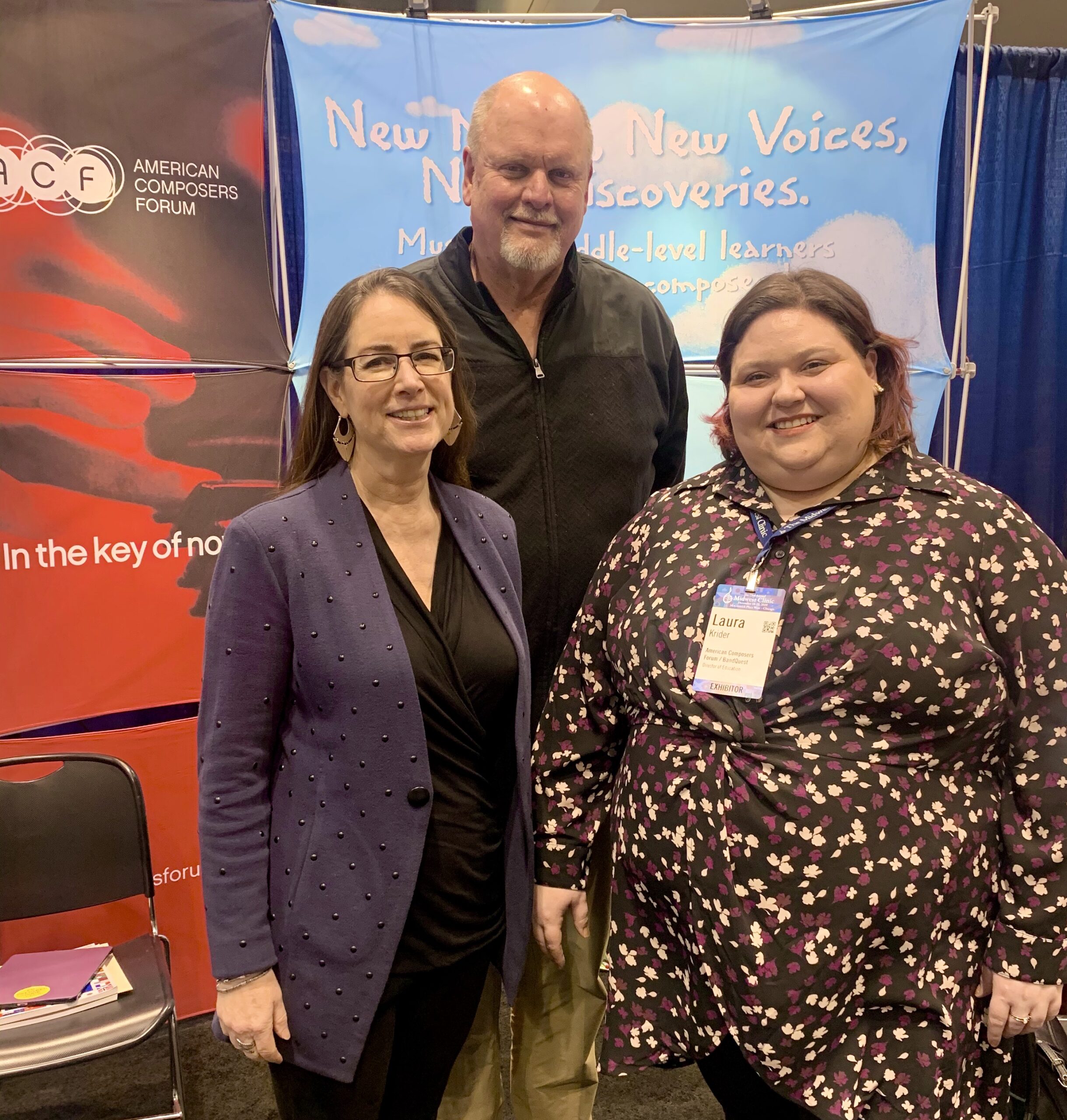 Alex Shapiro, Michael Daugherty, and ACF staffer Laura Krider at the Midwest Band Clinic in Chicago, IL.