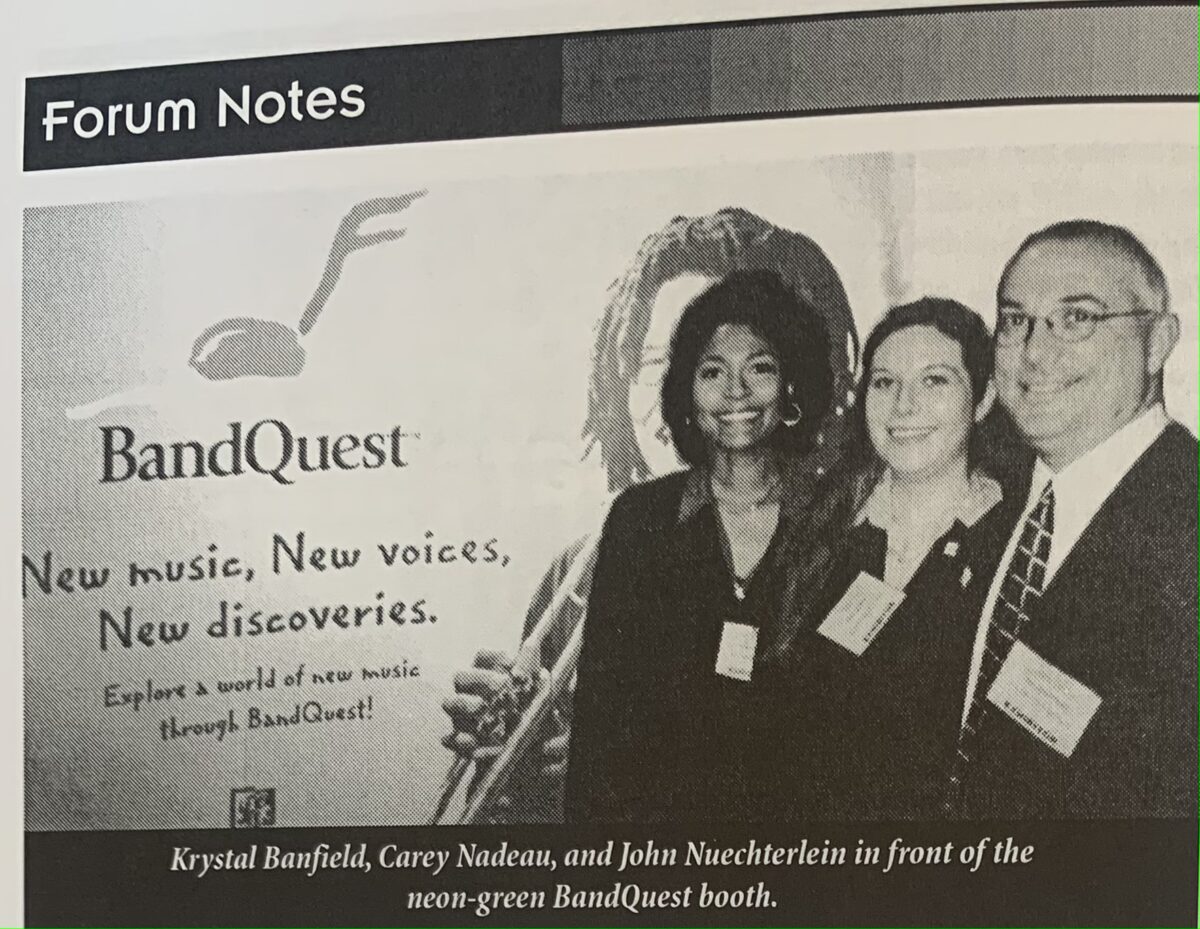 Krystal Banfield, Carey Nadeau, and former ACF CEO John Nuechterlein at the Midwest Band Clinic.