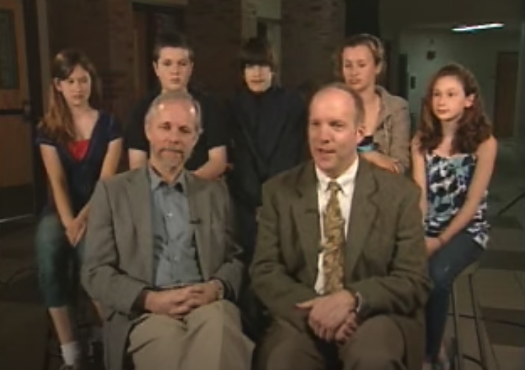 Dana Wilson talking with Boynton Middle School Concert Band students and director Michael Allen in Ithaca, NY (2008).