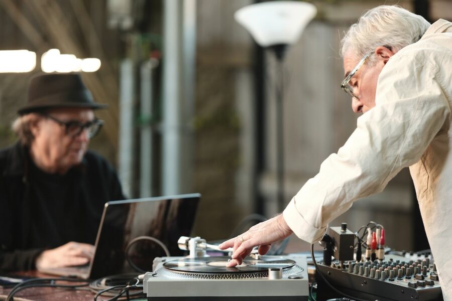 Carl Stone and Lou Mallozzi at Experimental Sound Studio -- Photo by Alex Inglizian